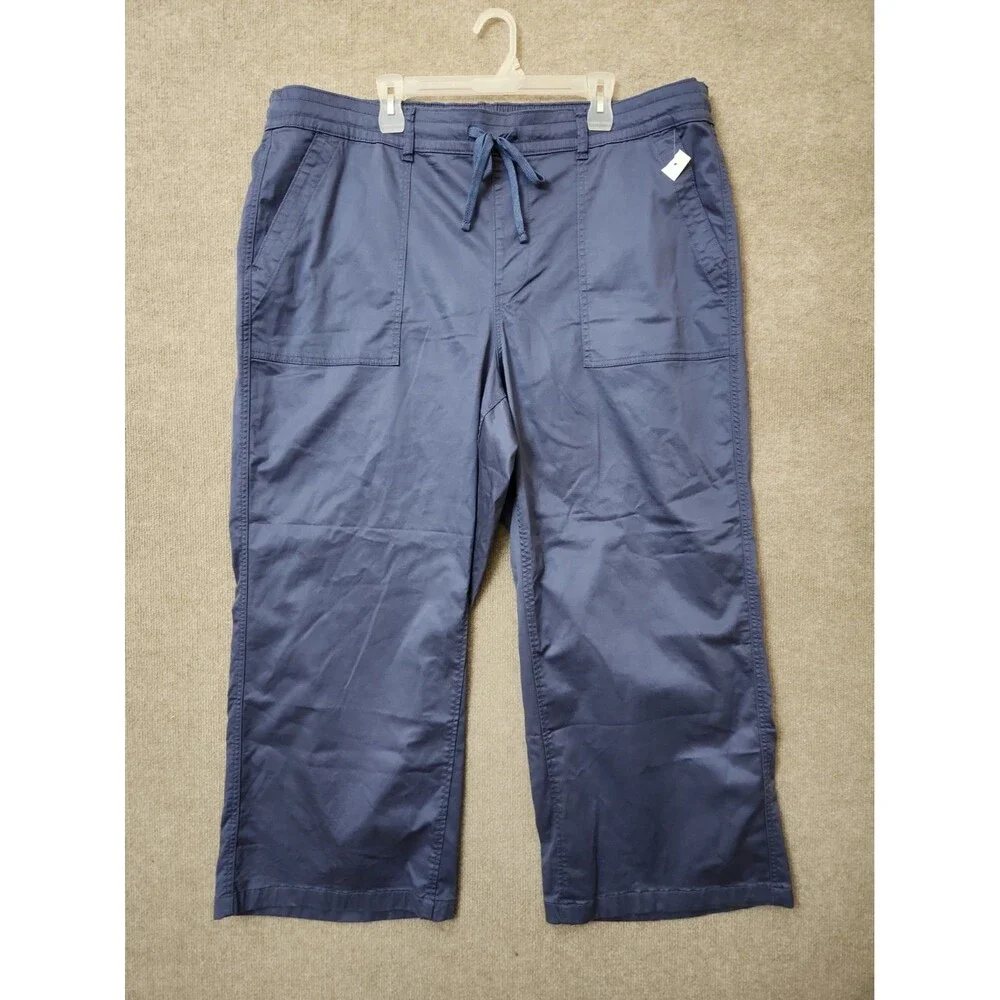 Lane Bryant Pull-On Super-Soft Straight Leg Chino Pants Women 24 Sateen Blue NEW